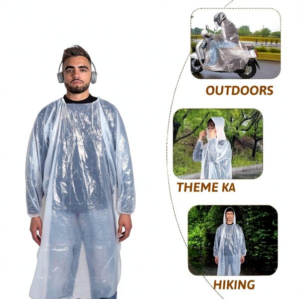 Xthrotsenk Rain Ponchos Waterproof PVC PE Universal Size-5