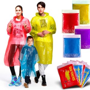 GINMIC Rain Poncho Plastic Lightweight Emergency Family Pack-0