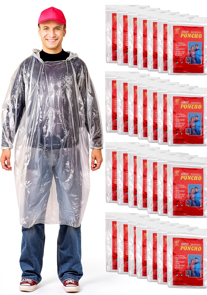 Real-life context – group of hikers pulling Xthrotsenk rain ponchos from a compact box during a sudden rainstorm