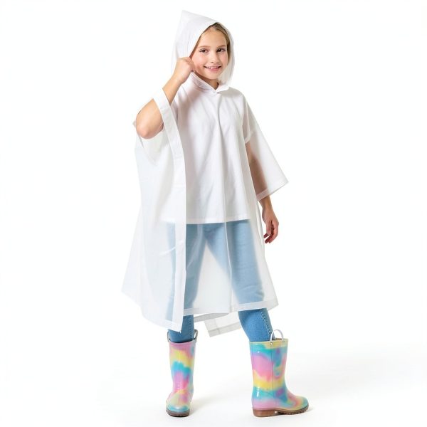 Kids Waterproof Rain Poncho EVA Material White One Size-2