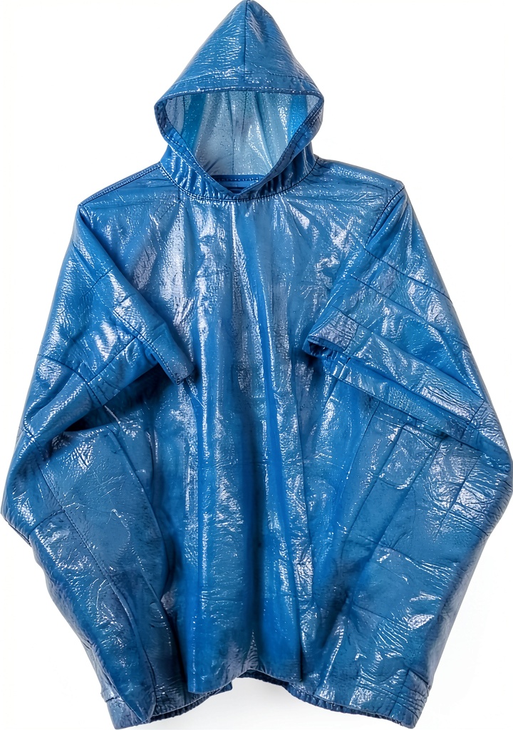 Disposable rain poncho packed in a travel backpack