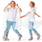 Kids Waterproof Rain Poncho EVA Material White One Size-0