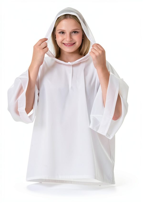 Kids Waterproof Rain Poncho EVA Material White One Size-3