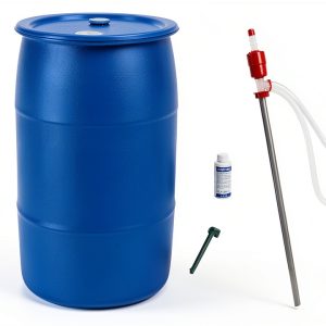 BayTec 55 Gallon Blue HDPE Cylindrical Barrel-0