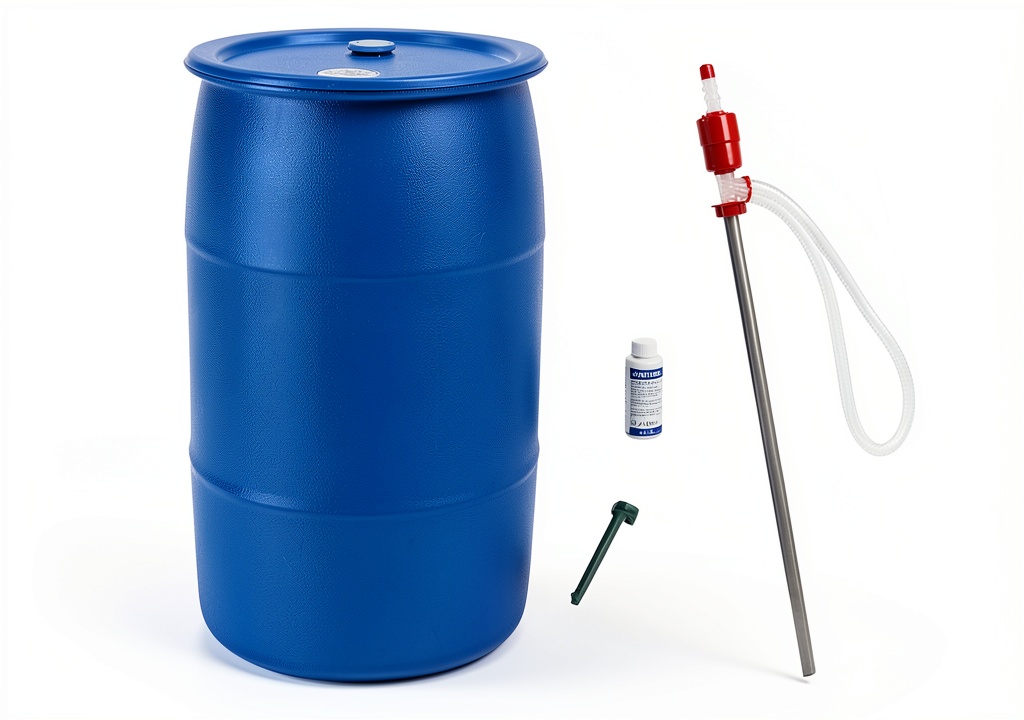 BayTec 55 Gallon Blue HDPE Cylindrical Barrel