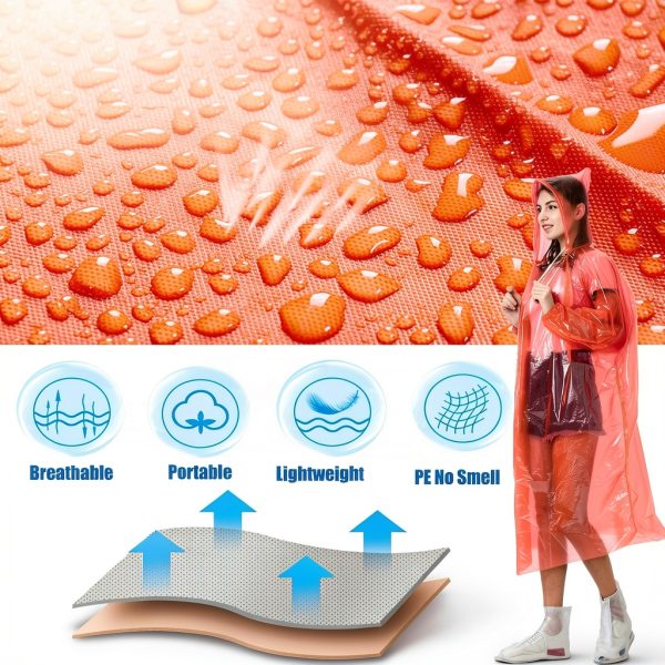 Rain Poncho HLKZONE Disposable Waterproof Adult-4