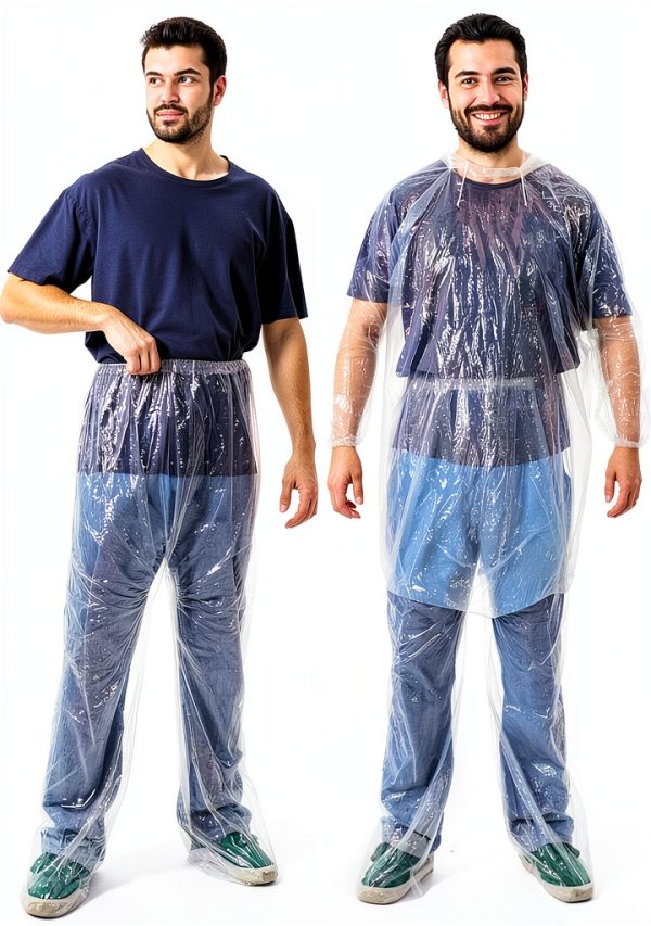 EupHHonycs Disposable Rain Poncho 2 Pack Clear Hooded PE Waterproof-0