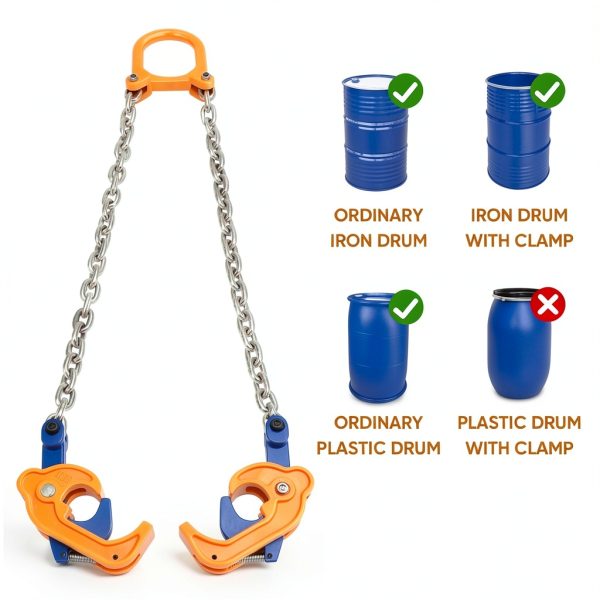Chain Drum Lifter 2200LBS GPOAS Heavy Duty Lifting Clamp Model 167144-5