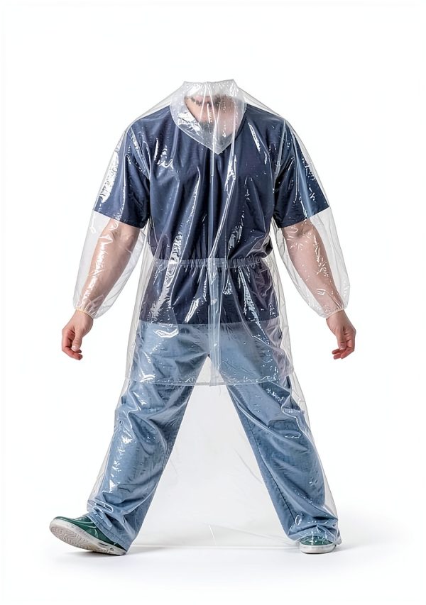 EupHHonycs Disposable Rain Poncho 2 Pack Clear Hooded PE Waterproof-2