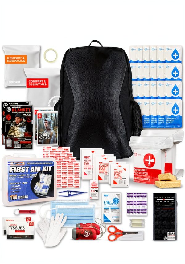 72 HRS Emergency Survival Kit 2 Person Black Compact Portable-0
