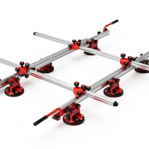 Large format tile and slab handling system, six 8-inch suction cups with pressure gauges, each with a 350-pound capacity, large tile handling tool (suitable for large tiles from 1.65-3.2 meters)-0