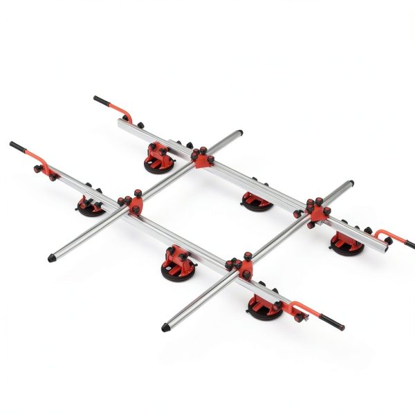 Large format tile and slab handling system, six 8-inch suction cups with pressure gauges, each with a 350-pound capacity, large tile handling tool (suitable for large tiles from 1.65-3.2 meters)-4