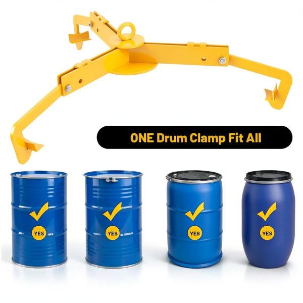1pcs Open & Closed Head Drum Lifter Lifter 1000lb Capacity, Vertical Drum Clamp, Lifter for 30-55 Gallon Barrel Steel Plastic Drums, Heavy-Duty Pallet Puller Clamp-2