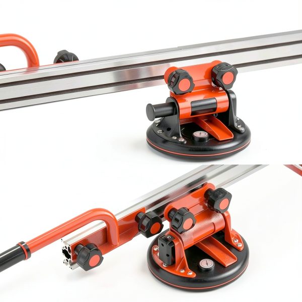Large format tile and slab handling system, six 8-inch suction cups with pressure gauges, each with a 350-pound capacity, large tile handling tool (suitable for large tiles from 1.65-3.2 meters)-5